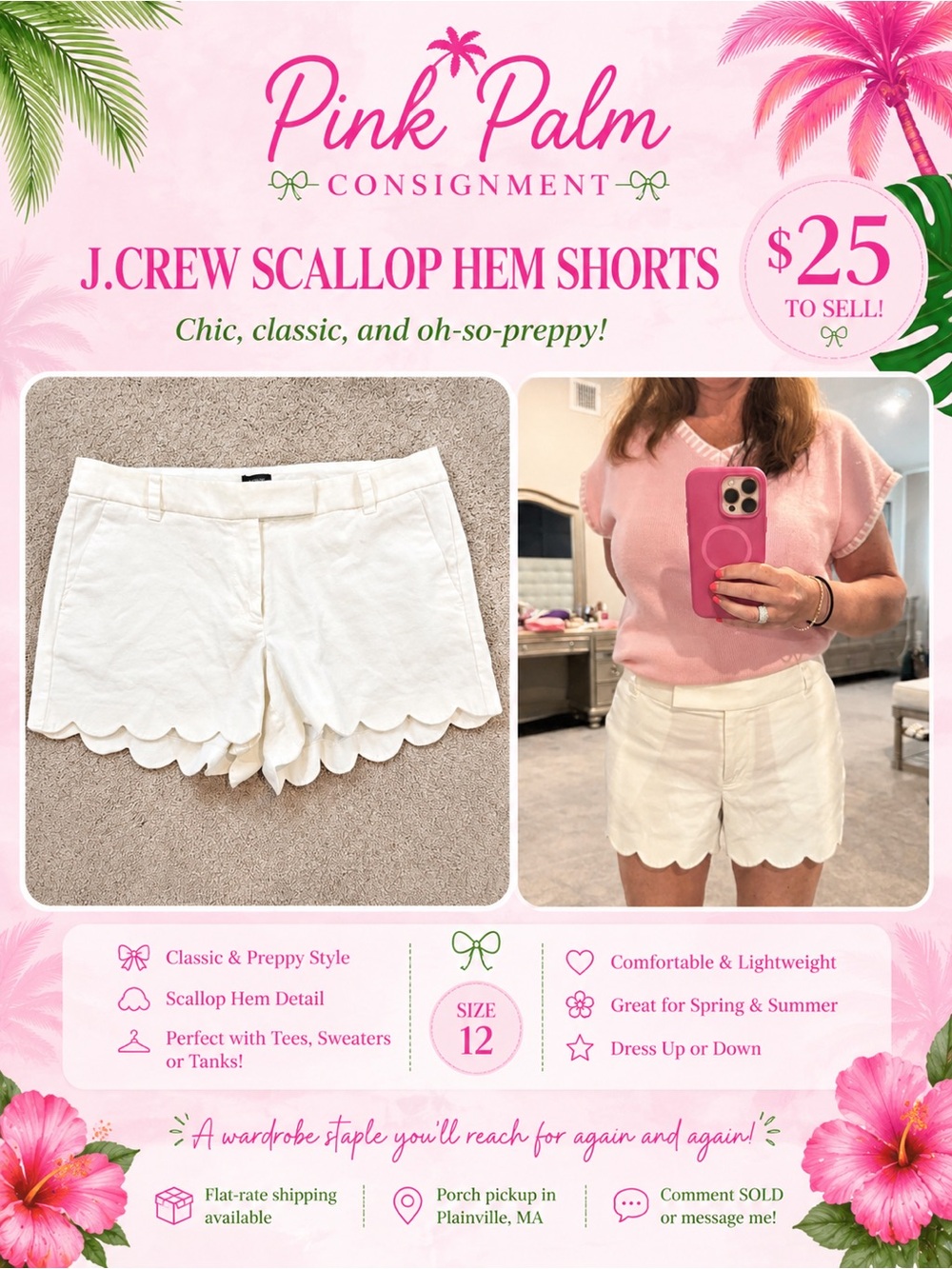 J.Crew White Scallop Hem Shorts